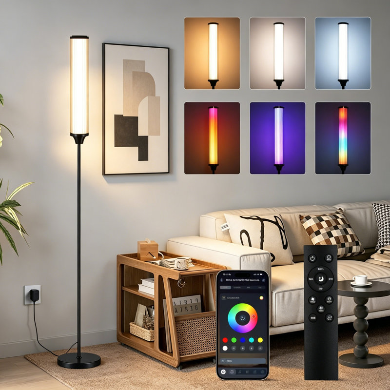 46cm Brushed Column Floor Lamp
