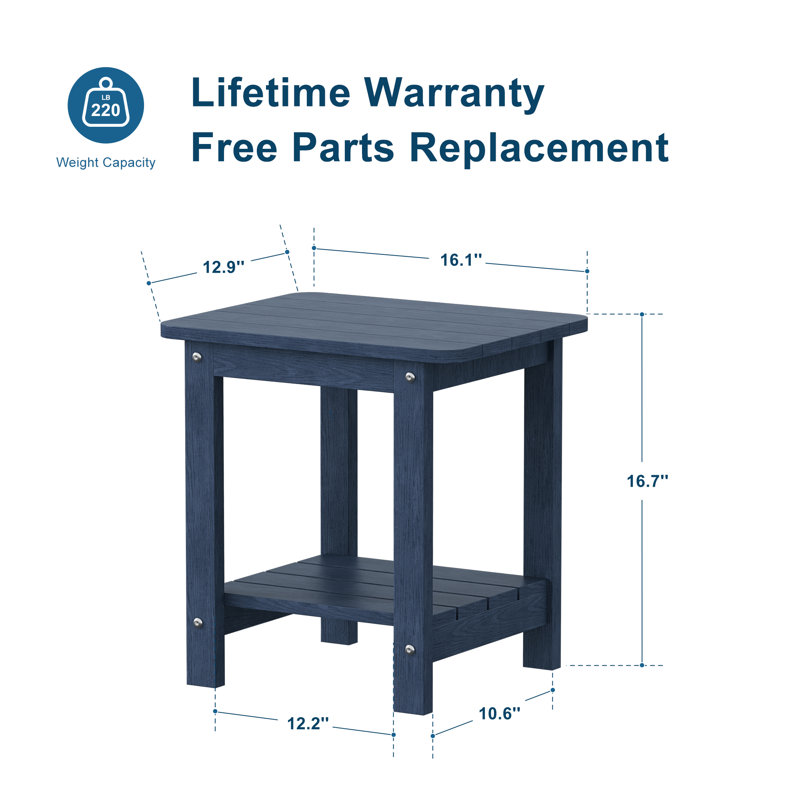 Outdoor Side Table HIPS Table for Patio, Garden, Lawn, Navy Blue