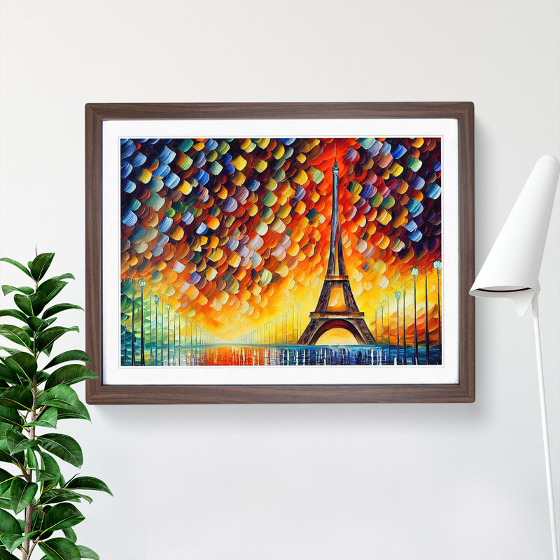 Eiffel Tower Paris Vol.4 - Single Picture Frame Painting, 34cm H x 46cm W x 2cm D, Walnut