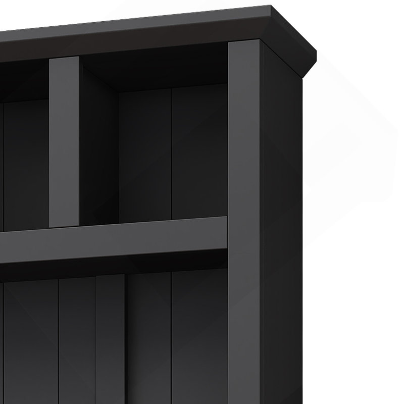 Farmhouse Wooden Style Hall Tree With Wide Storage Seating Bench, Entryway Shoe Cabinet With 13 Compartments, Elegant Coat Rack With 6 Hooks For Mudroom, Living Room, Black