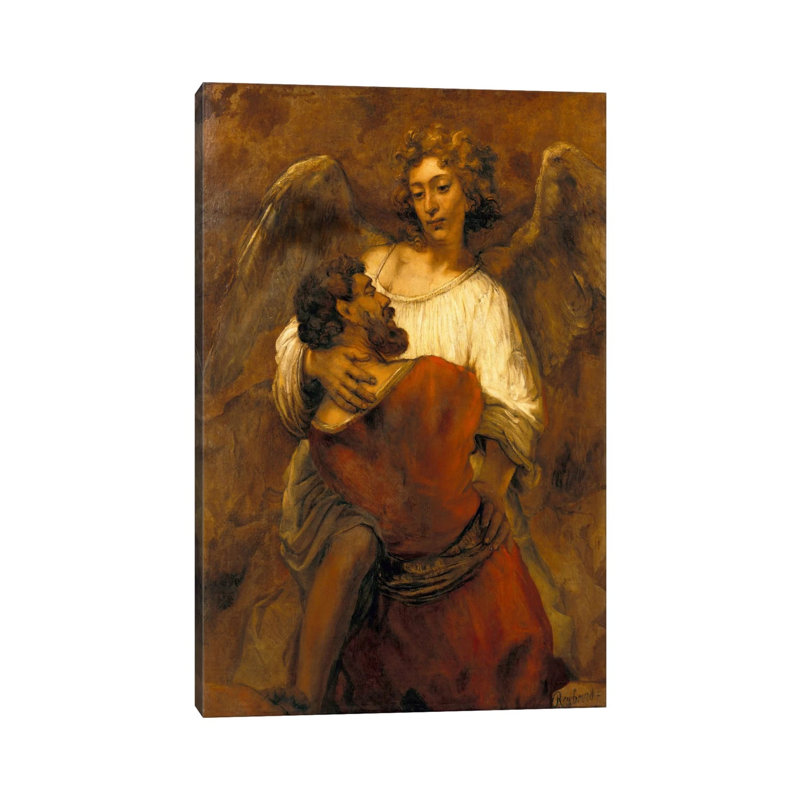 Jacob Wrestling With An Angel by Rembrandt Van Rijn - Wrapped Canvas Gallery-Wrapped Canvas Giclée, 20.32 cm H x 30.48 cm W