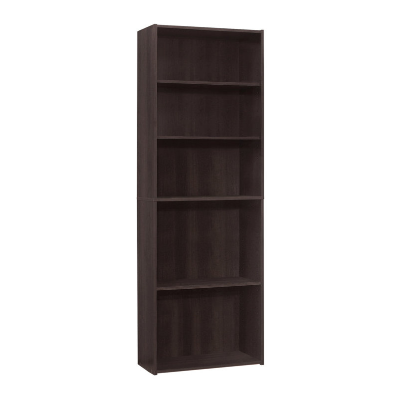 Bibliothèque, bibliothèque, 6 niveaux, H 72 po, bureau, chambre à coucher, stratifié, transitionnel, Espresso