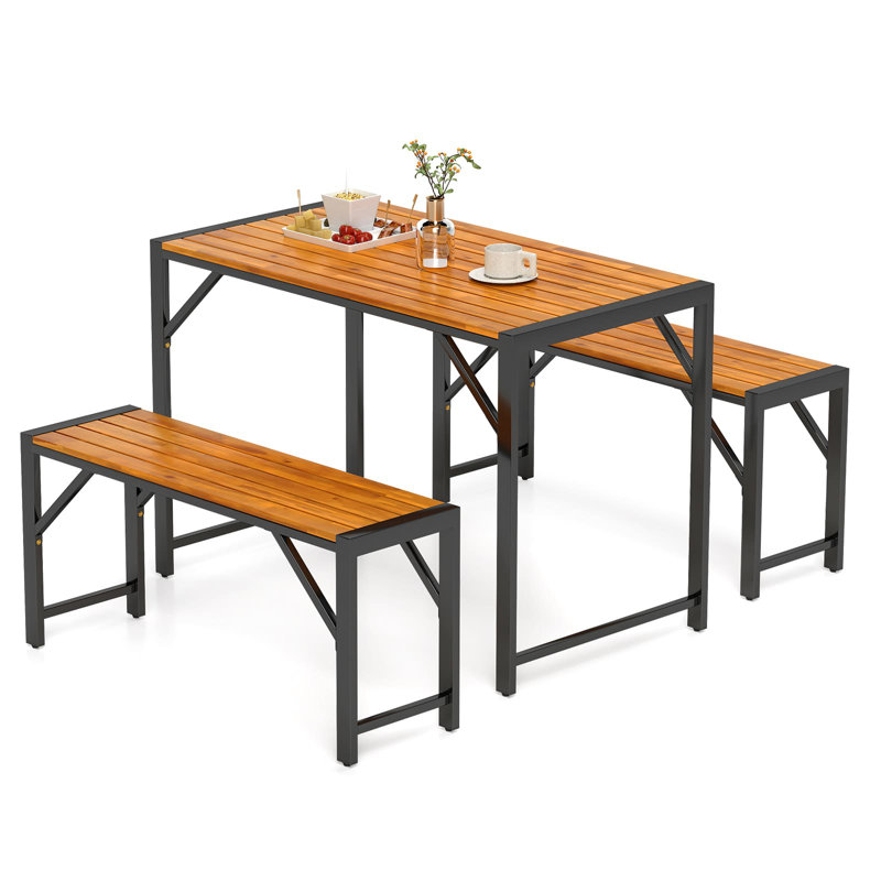 Rectangular 3 - Piece 4 - Person 110CmL Outdoor Table Set