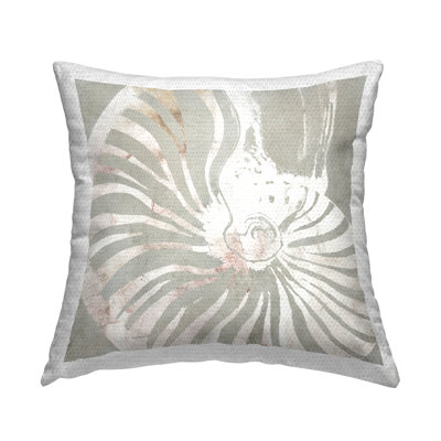 Round Spiral Seashell Outdoor Printed Pillow by Carol Robinson