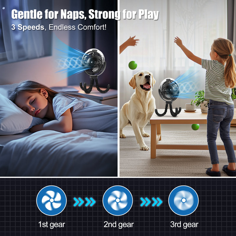 Portable Baby Stroller Fan With Mister