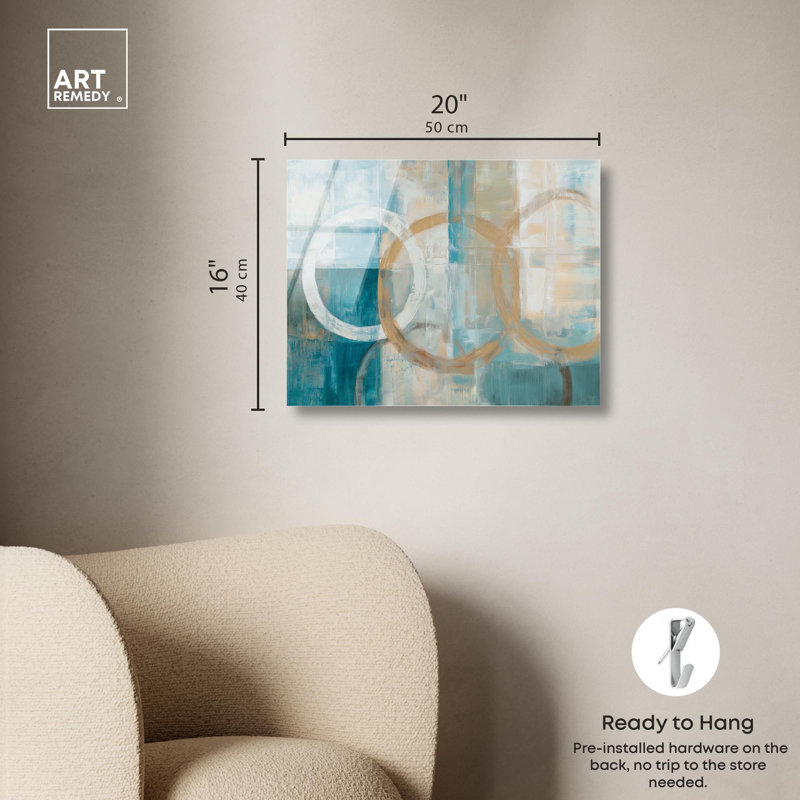 Lunar Phases II, impression acrylique sarcelle par Art Remedy, H 16 po x l 20 po