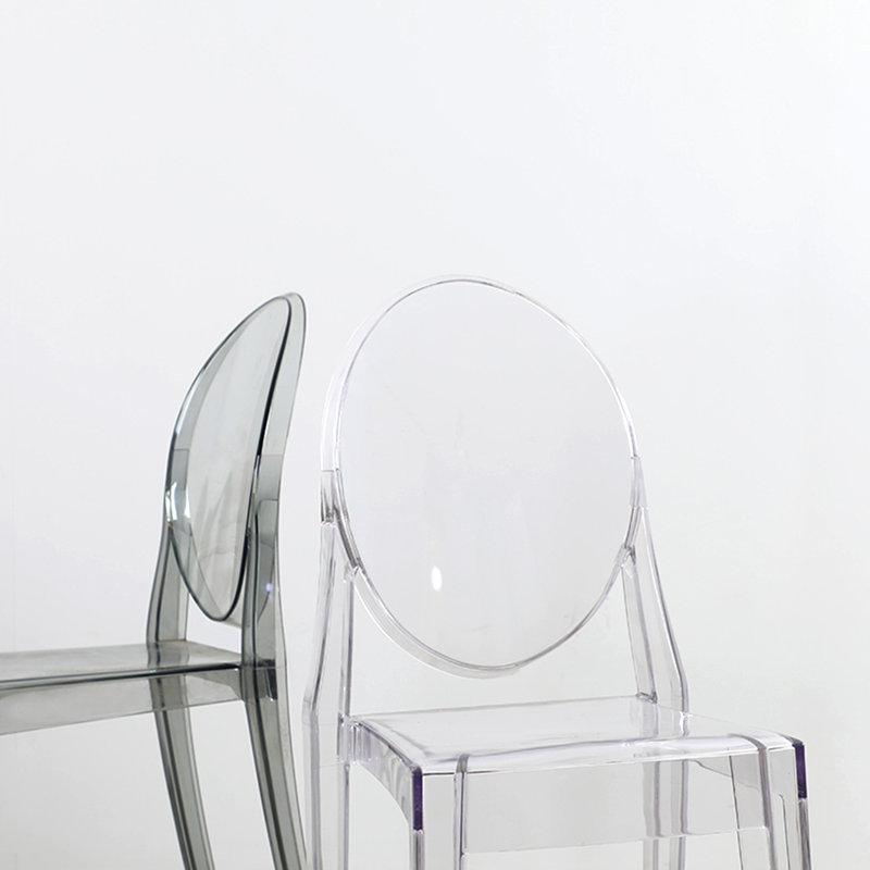 Modway Casper Modern Acrylic Stacking Four Dining Armchairs, Smoke