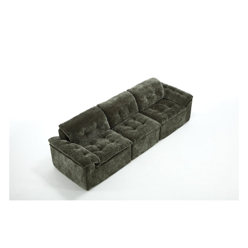 Canapé moderne en chenille 3 places, 3, Émeraude