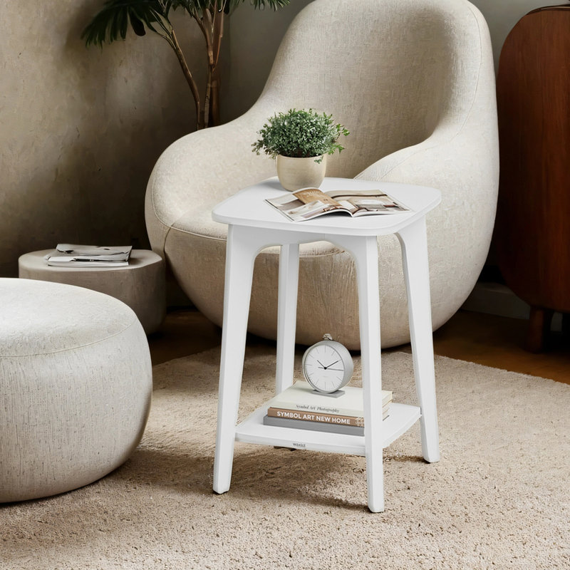 Square End Table, Cloud White