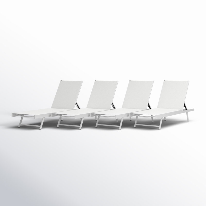 Audyn Outdoor Metal Chaise Lounge Set, White, 4