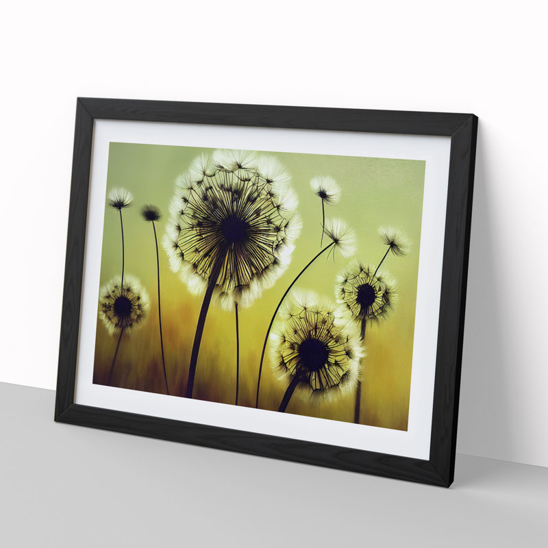 XH1022-8861X Terrific Dandelion Flowers 1 Piece Single Picture Frame Wall Art, 46cm H x 64cm W x 2cm D, Black Framed