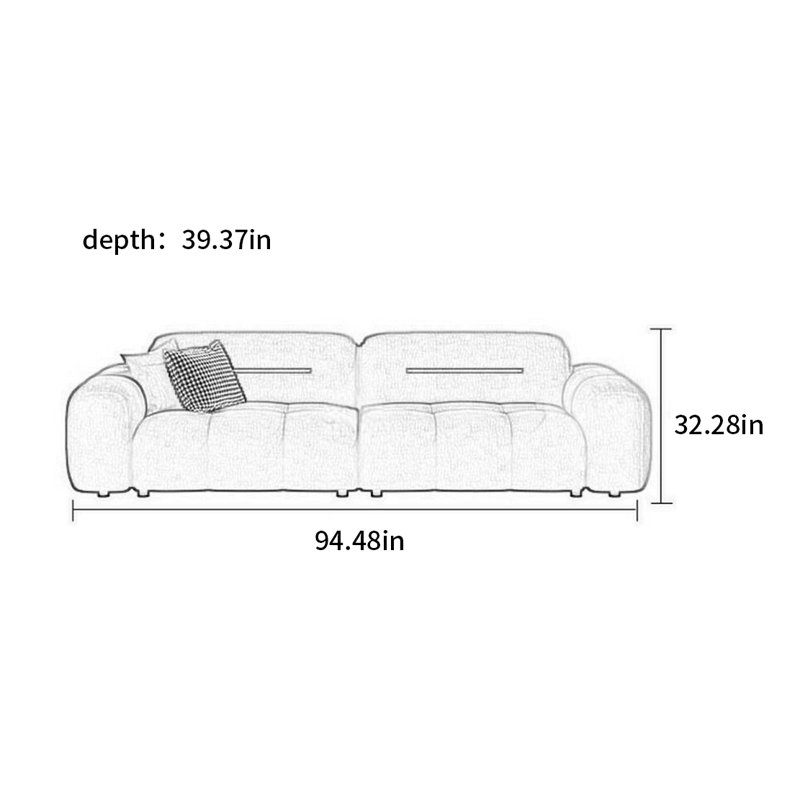 Canapé moderne à lignes droites minimaliste, H 32,28 po x l 94,48 po x P 39,37 po, 3