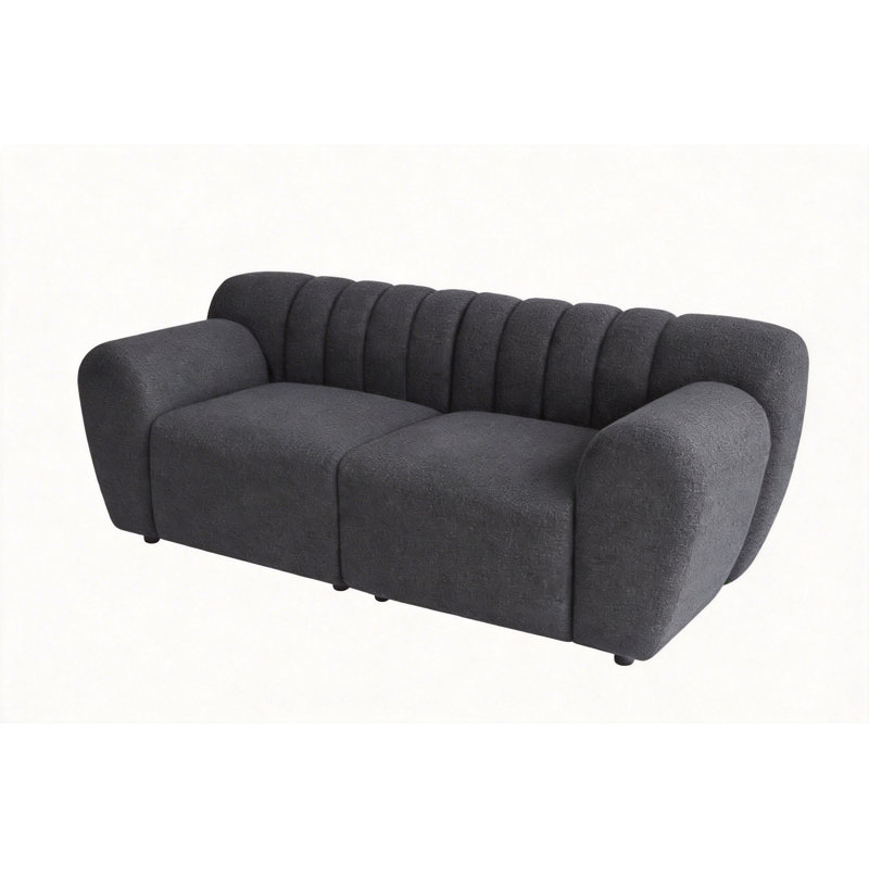 Glamour Contemporary Vertical Channel Tufted Sofa, Grey, 3