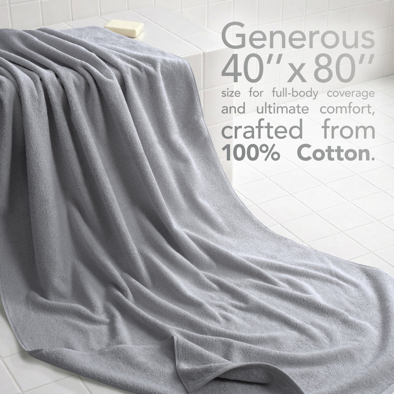Drap de bain surdimensionné 100% coton 40 x 80 Darcelle, Gris Rockridge