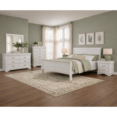 Classic Sleigh Bedroom Set in Gray Finish