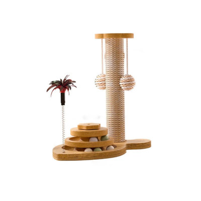 Density board cat climbing frames Cats Scratching Board Cats Climbing Frame Integrated Non-shedding Sisal Scratching Post Cats Teasing Stick Suitable For Cats To Relieve Boredom