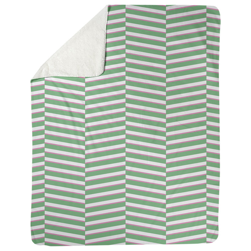 Couverture polaire rayures fracture, l 60 po x L 80 po, Vert et rose