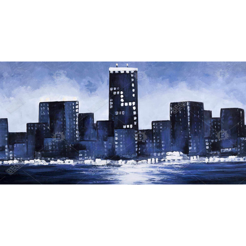 Marine blue city - 15.75"x31.50" Desk mat