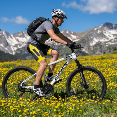 A26317 KIAPALNO 26 Inch All-Terrain Mountain Bike With Disc Brakes 21-Speed Drivetrain & Durable Carbon Steel Frame Ideal For Men And Women, Perfect For Trail Riding And Touring