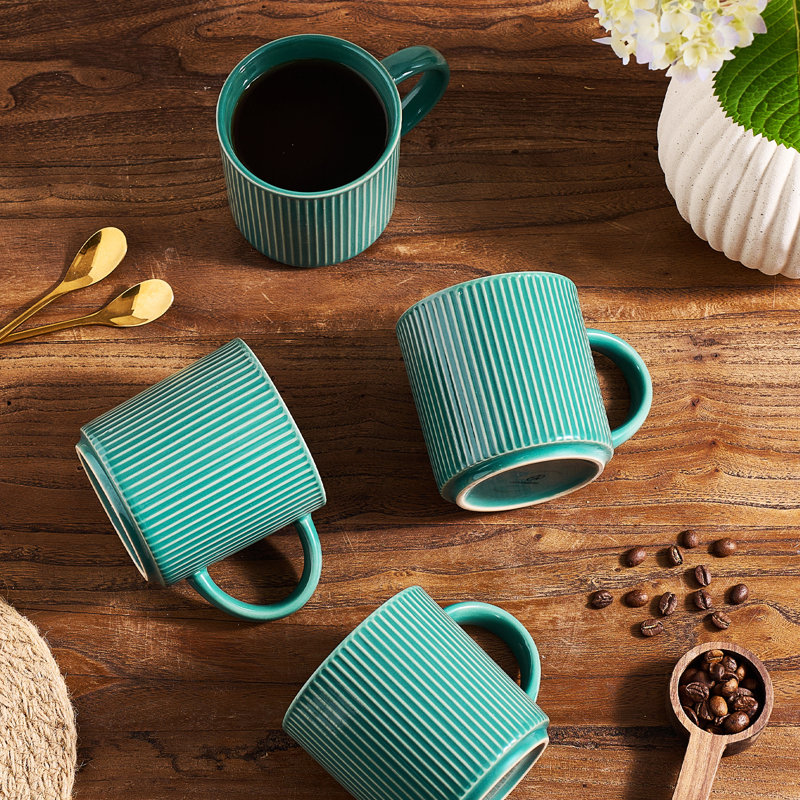 Ensemble de grandes tasses 4 pièces Star Series, brun cannelle, Vert sauge