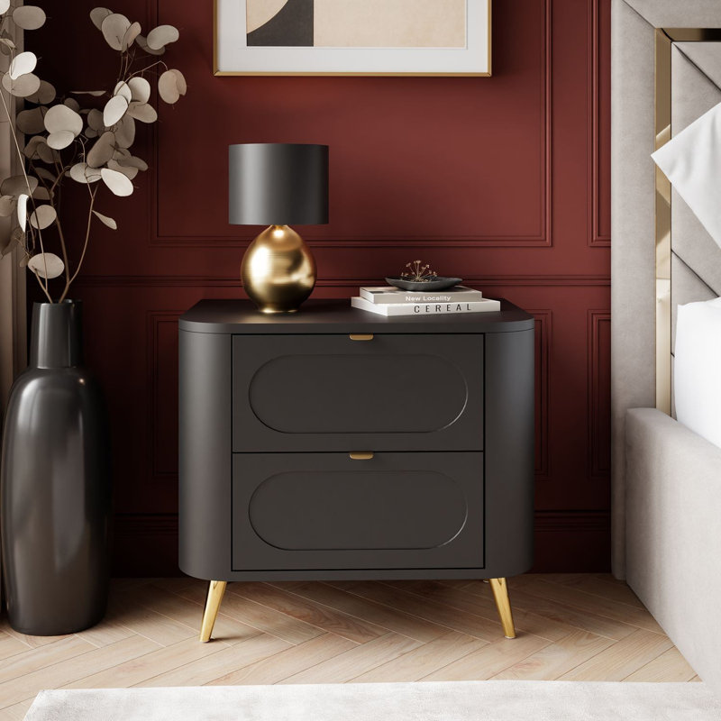 60cm W Metal Bedside Table