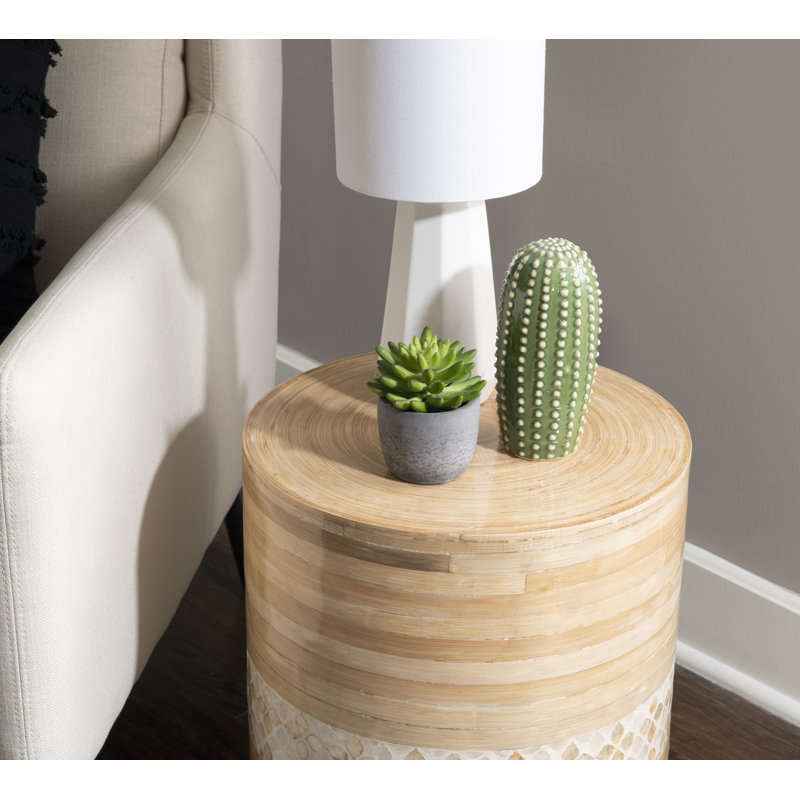 Castelli End Table, White/Natural