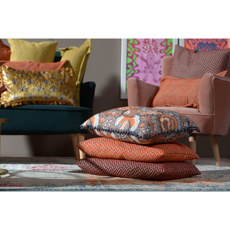 Zircono Chevron Rectangular Cushion, Orange
