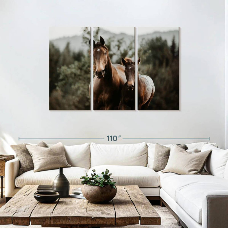 Cheval et poulain, H 48 po x l 74 po