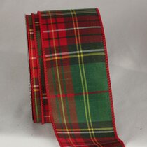 Wired Red & Gold Plaid Christmas Ribbon 1.5 wide BY THE YARD