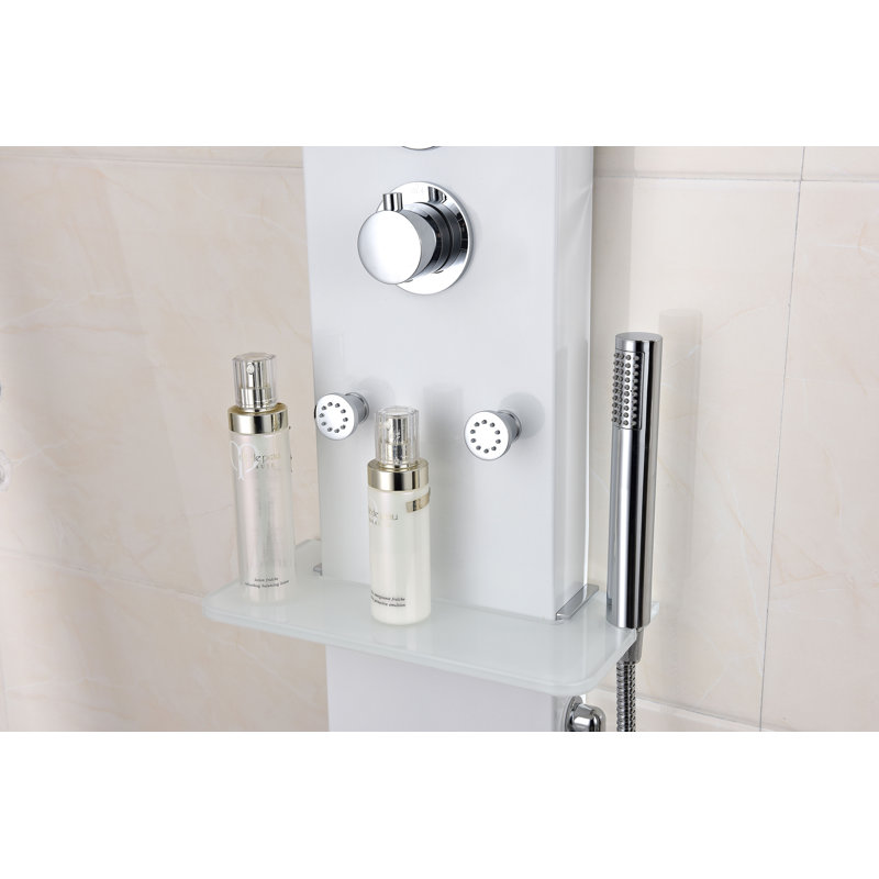 Donna 60'' White Aluminum Shower Panel with Adjustable Head