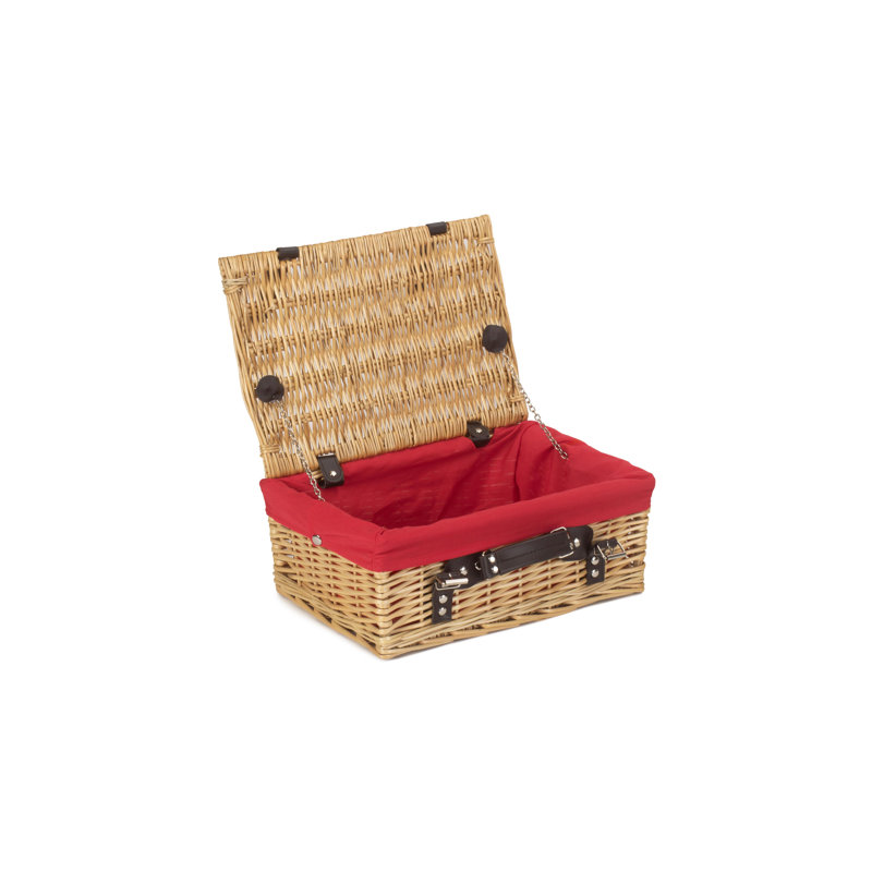 Wicker Basket with Lining, Buff Hamper/Red Lining