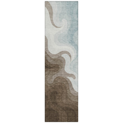Machine Washable Indoor/Outdoor Chantille ACN2468 Abstract Rug