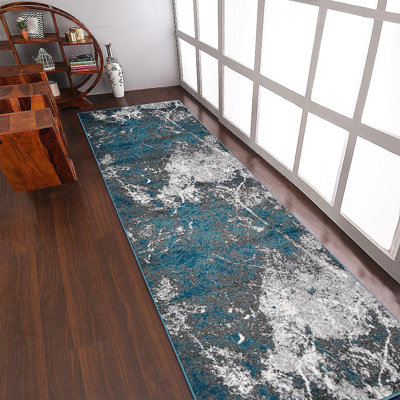 Costales Area Rug Washable Rug Silver Vintage Traditional Non Slip Carpet - MACHINE MADE HEATSET POLYPROPYLENE AREA RUGS -Runner | Silver & Ivory Colour | Abstract Design | Area Rugs for Living room, Bedroom
