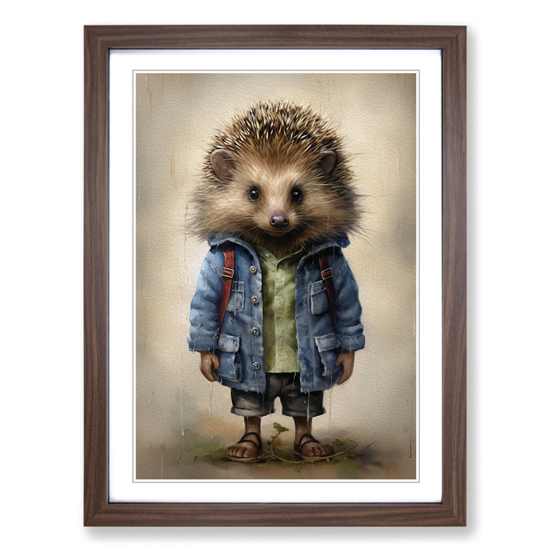 Hedgehog with Glasses Painting - Framed Print