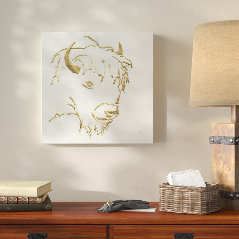 « gilded buffalo », reproduction de peinture à l’acrylique sur toile tendue, H 14 po x l 14 po x P 2 po