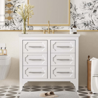 Cascata 36'' Bathroom Vanity with Resin Sink Combo, Free Standing Single Vanity Set -  Winston Porter, AFA9976D13144B1FBB5B76735301BBC6