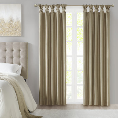 Karlita Faux Silk Twist Tab Total Blackout Window Curtain Panel