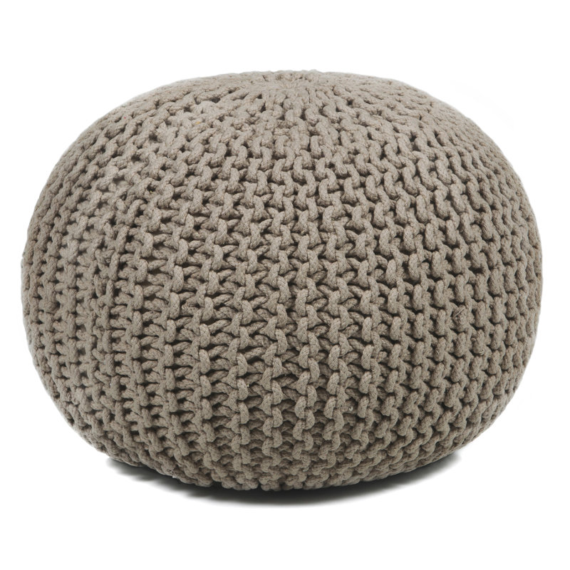 Meknes Upholstered Pouf, Beige