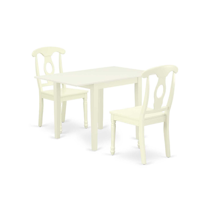 Ensemble de salle à manger Boylston, Blanc lin, Blanc lin, 3 pièces : 1 table, 2 chaises