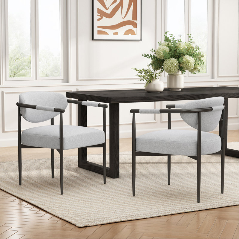 Ensemble de 2 chaises de salle à manger rembourrées avec structure en fer, fauteuils d'appoint pour la cuisine et le restaurant