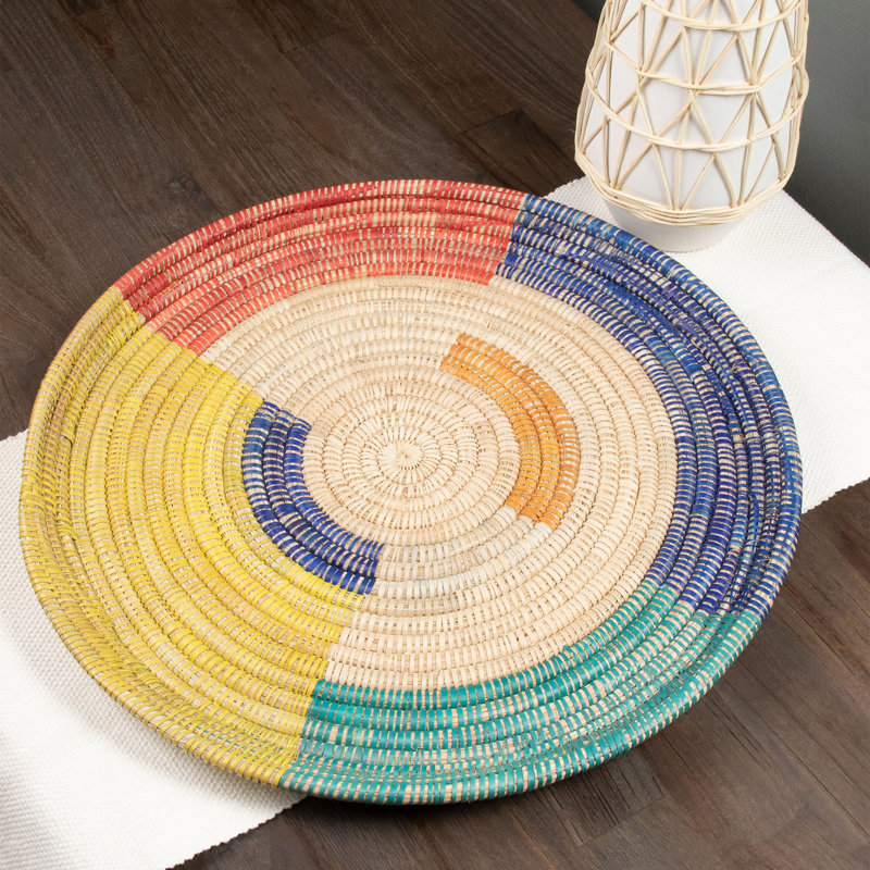 Décoration murale Dakota Fields, H 1 po x l 19,75 po x P 19,75 po, Crème / bleu / rouge