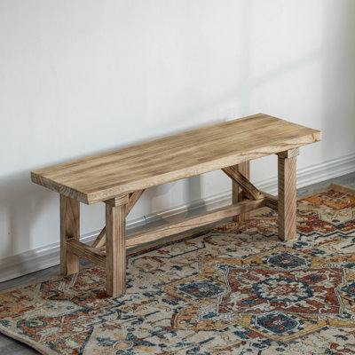 Wooden Bench Farmhouse Entryway Organizer Retro Rustic Accent Seat Natural Wood Armless Design For Living Room Hallway Kitchen Dining Room Stylish & Practical Décor For Indoor Space