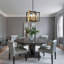 Lustre à 6 lumières de 15 po de style bougie géométrique à intensité variable avec cadre ouvert et carré pour îlot de cuisine et entrée -626411533