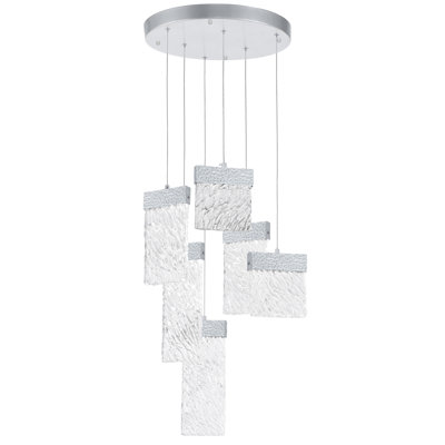 16'' Modern LED Chandelier with Pewter Finish For Foyer, Dining Room, Bedroom – Integrated LED, No Bulb Required