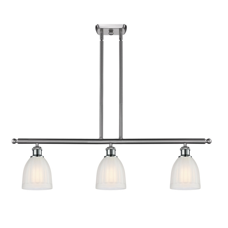 Luminaire suspendu en dôme à 3 lumières pour îlot de cuisine Dunder, Ampoule DEL 6 watts Vinage, Nickel satiné brossé