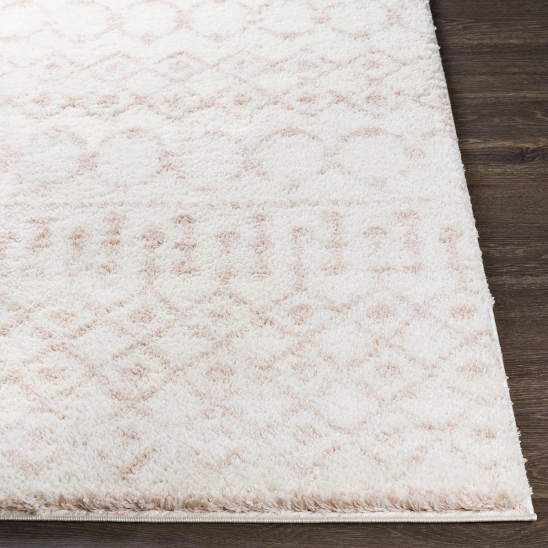 Tapis crème / rose pâle Power Loom, Rectangle 6 pi 7 po x 9 pi