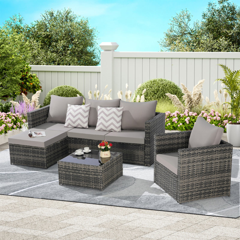 Ensemble de mobilier d'extérieur tissé pour relaxer et socialiser, Gris clair