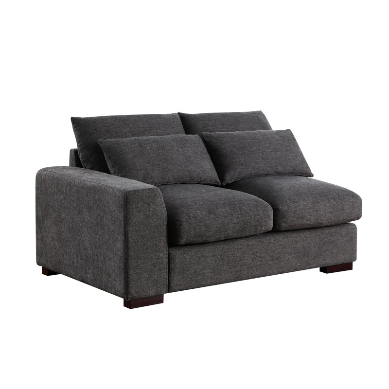 Sectional With 2 Ottomans - Linen Blend, Dark Grey Sophistication Blend Grey, Seat Cushions