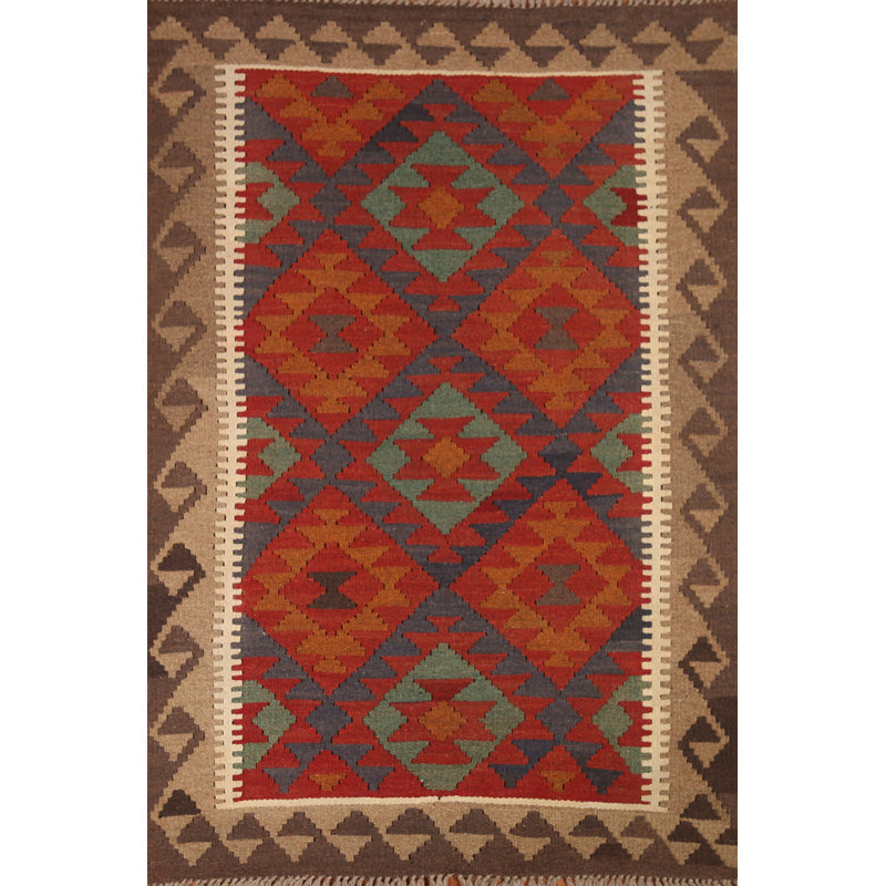 Reversible Wool Kilim Oriental Area Rug 3x5