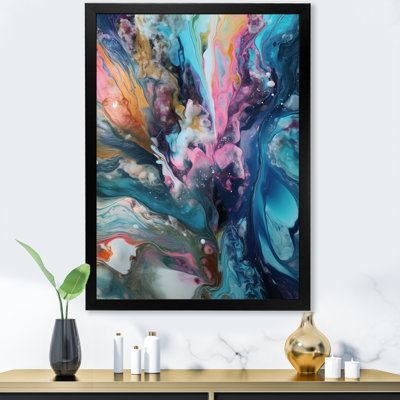 «Teal Pink Aqua Symphony», reproduction sur toile abstraite